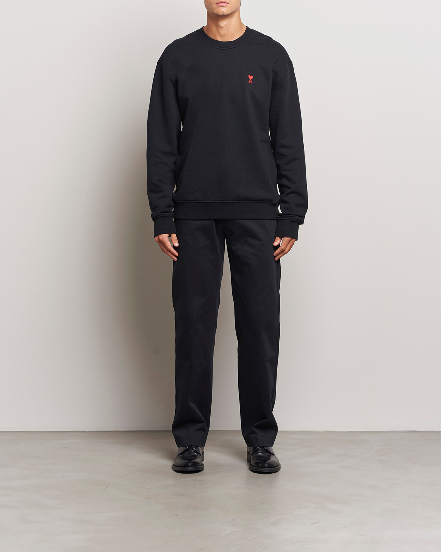 Men | Sweaters & Knitwear | AMI | Heart Logo Sweatshirt Black