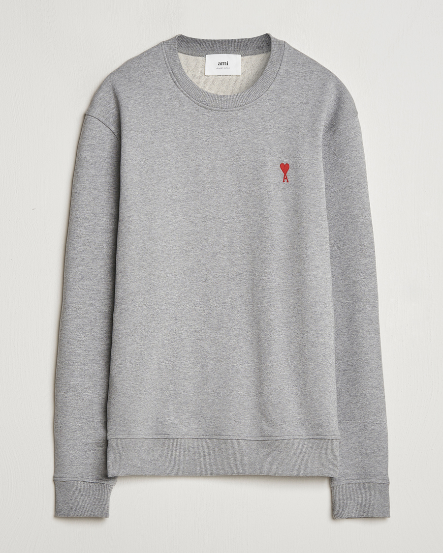 Men | Sweaters & Knitwear | AMI | Heart Logo Sweatshirt Heather Grey