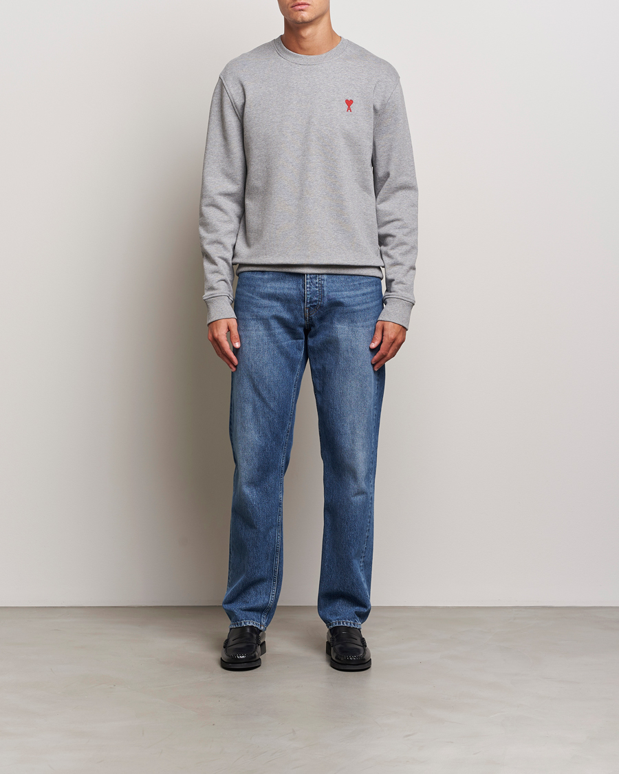 Men | Sweaters & Knitwear | AMI | Heart Logo Sweatshirt Heather Grey