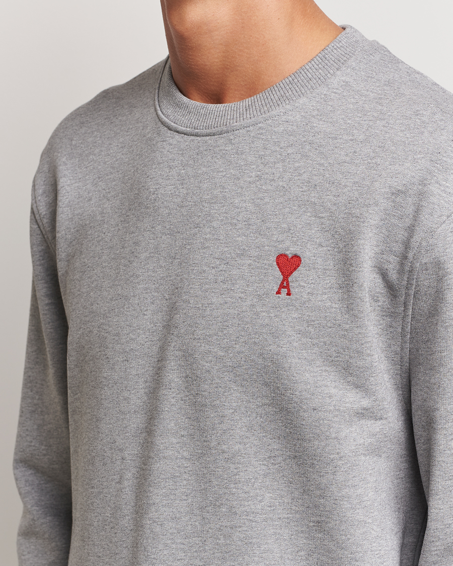Men | Sweaters & Knitwear | AMI | Heart Logo Sweatshirt Heather Grey