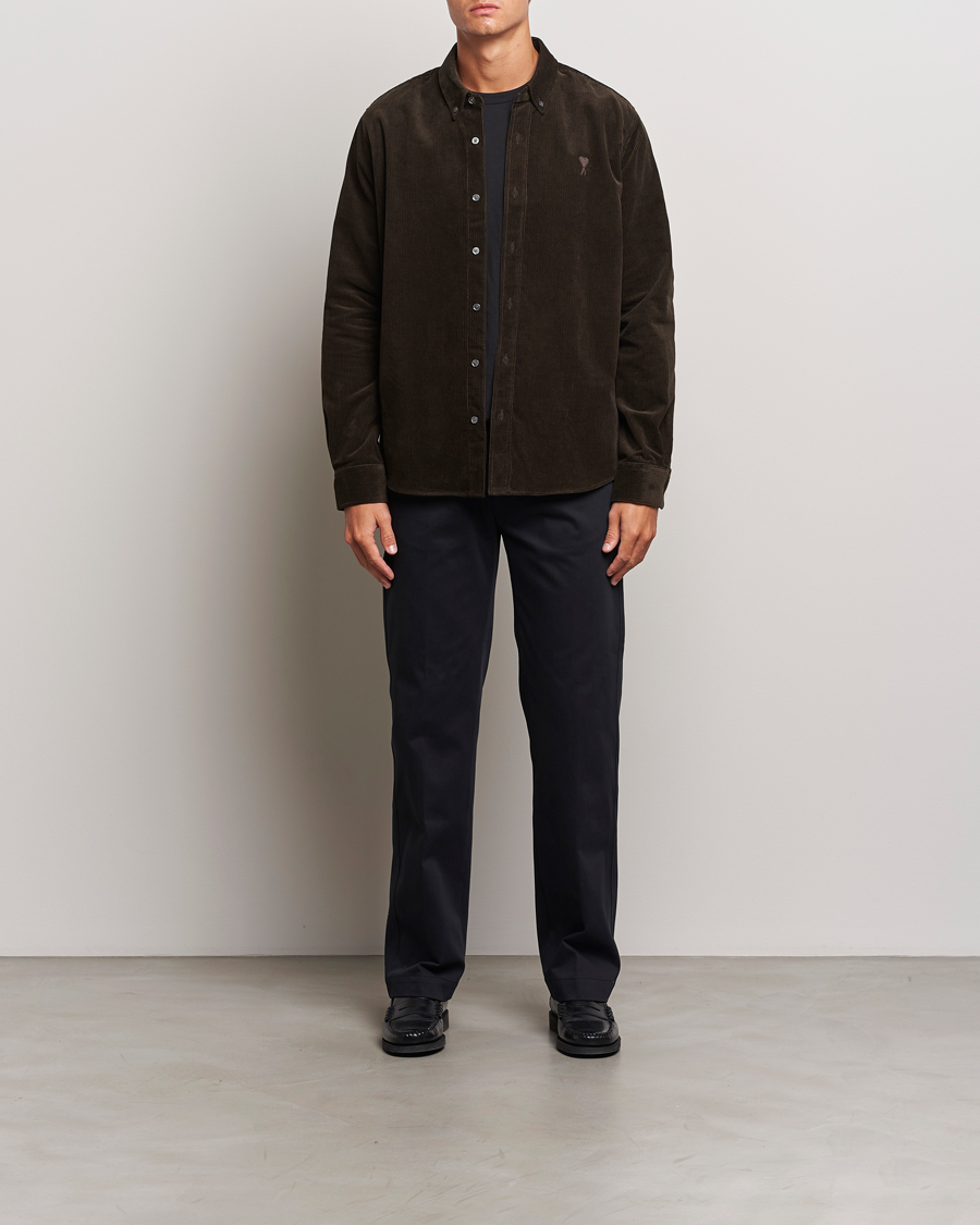Men | Shirts | AMI | Classic Fit Corduroy Shirt Dark Coffee