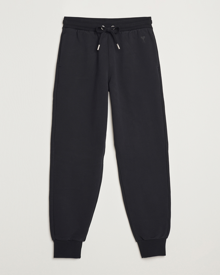 Men | Trousers | AMI | Tonal Heart Logo Sweatpants Black