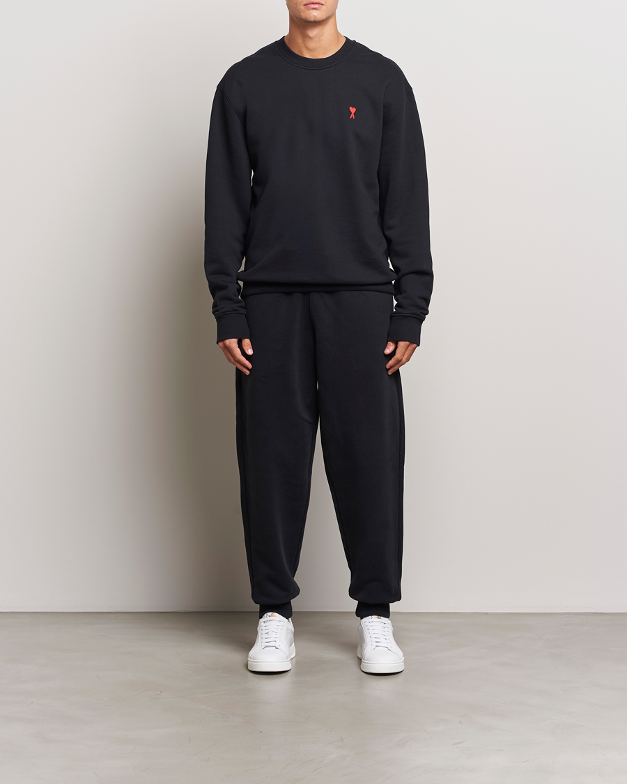 Men | Trousers | AMI | Tonal Heart Logo Sweatpants Black