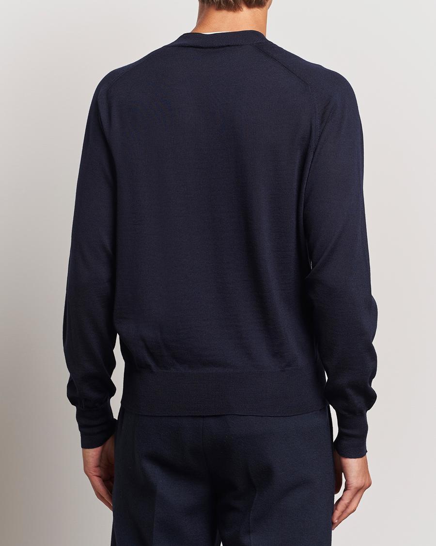 Men | Sweaters & Knitwear | AMI | Tonal Heart Logo Wool Crew Neck Navy