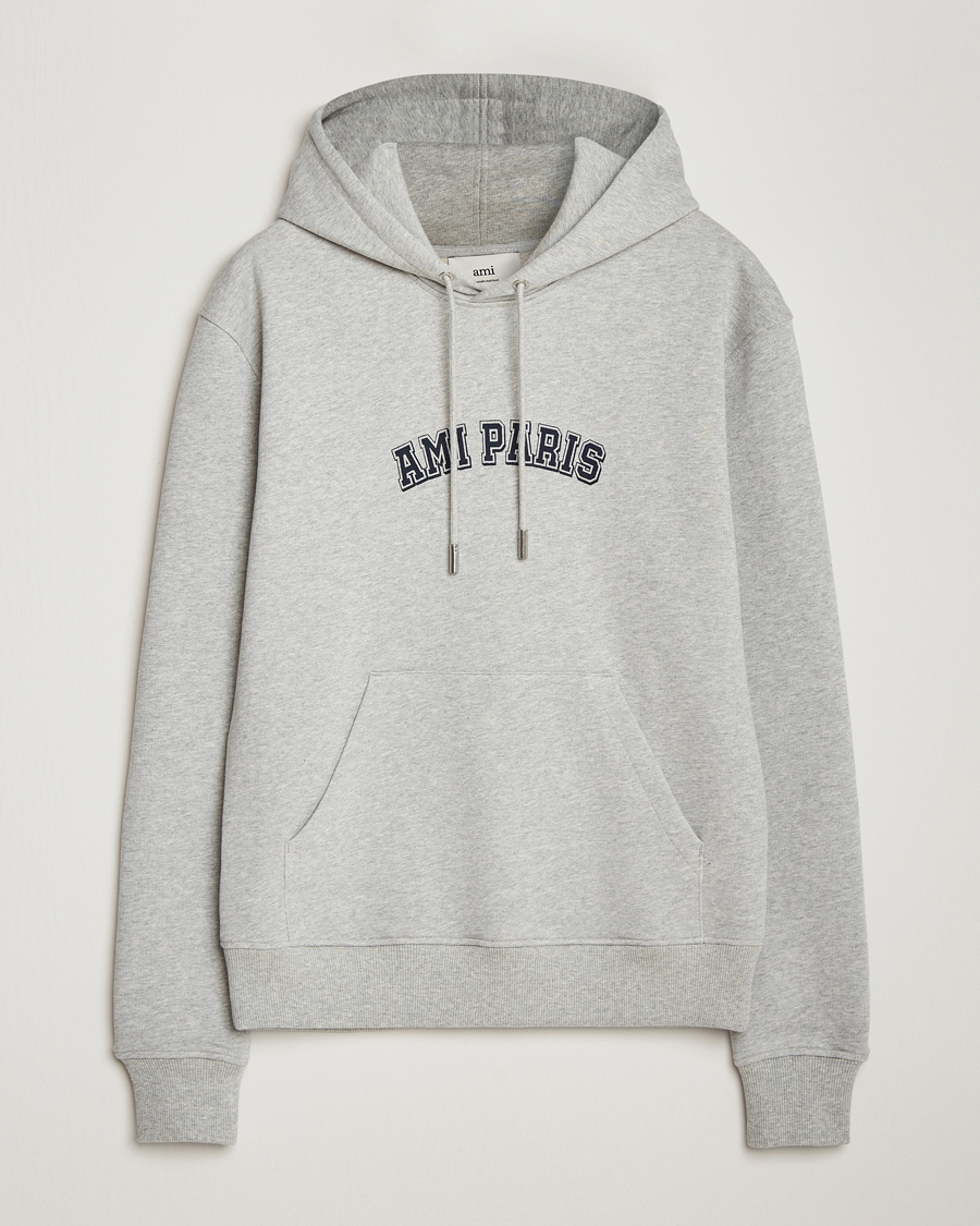 Men | Sweaters & Knitwear | AMI | Paris Logo Hoodie Heather Ash Grey