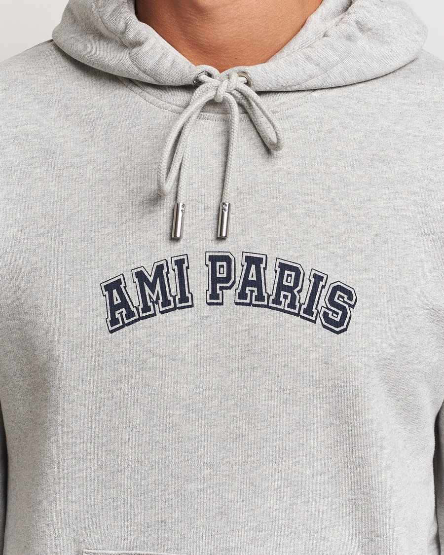 Men | Sweaters & Knitwear | AMI | Paris Logo Hoodie Heather Ash Grey