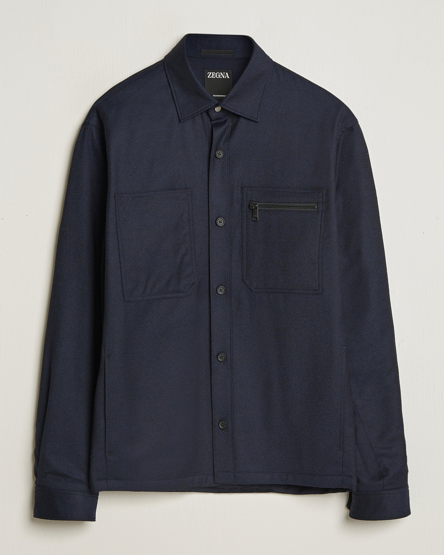 Men | Coats & Jackets | Zegna | Techmerino Flannel Shirt Jacket Navy