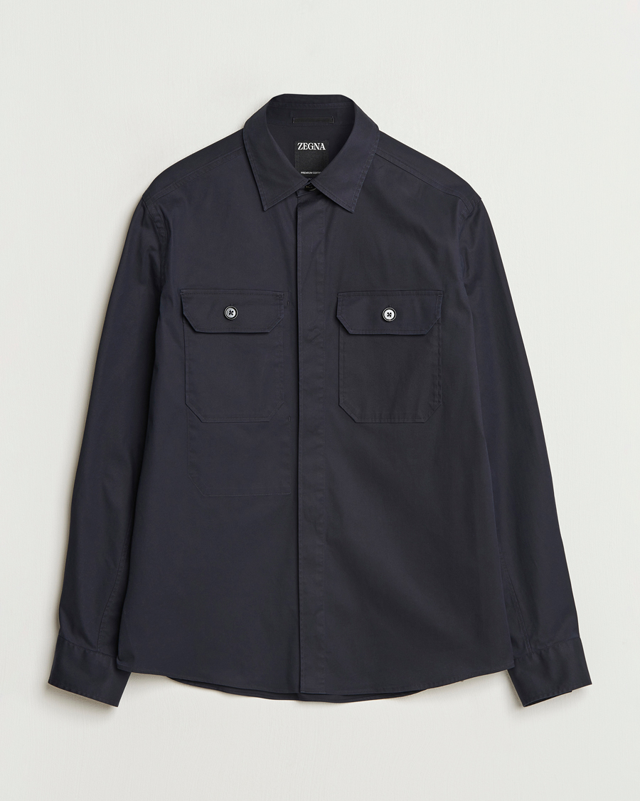 Men | Shirts | Zegna | Cotton Overshirt Navy