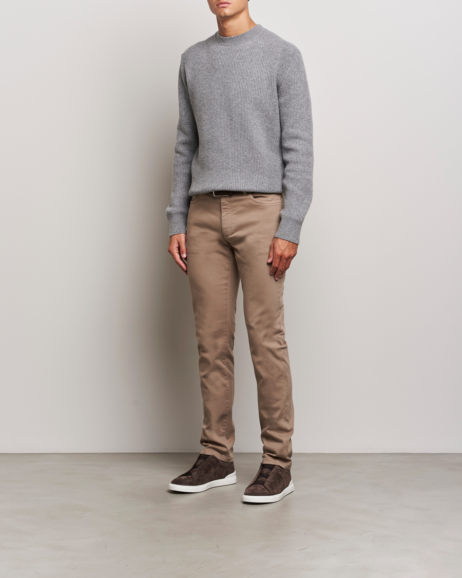 Men | Sweaters & Knitwear | Zegna | Oasi Cashmere Rib Crewneck Grey Melange