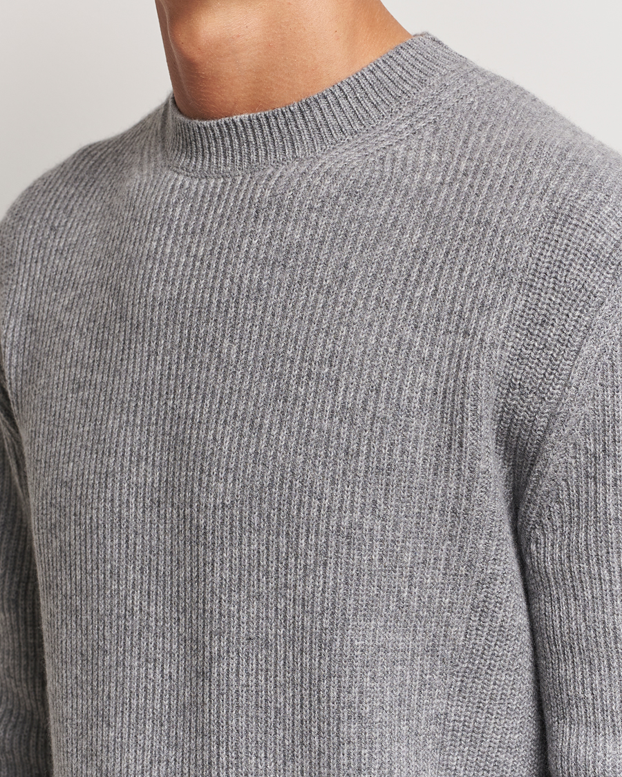 Men | Sweaters & Knitwear | Zegna | Oasi Cashmere Rib Crewneck Grey Melange