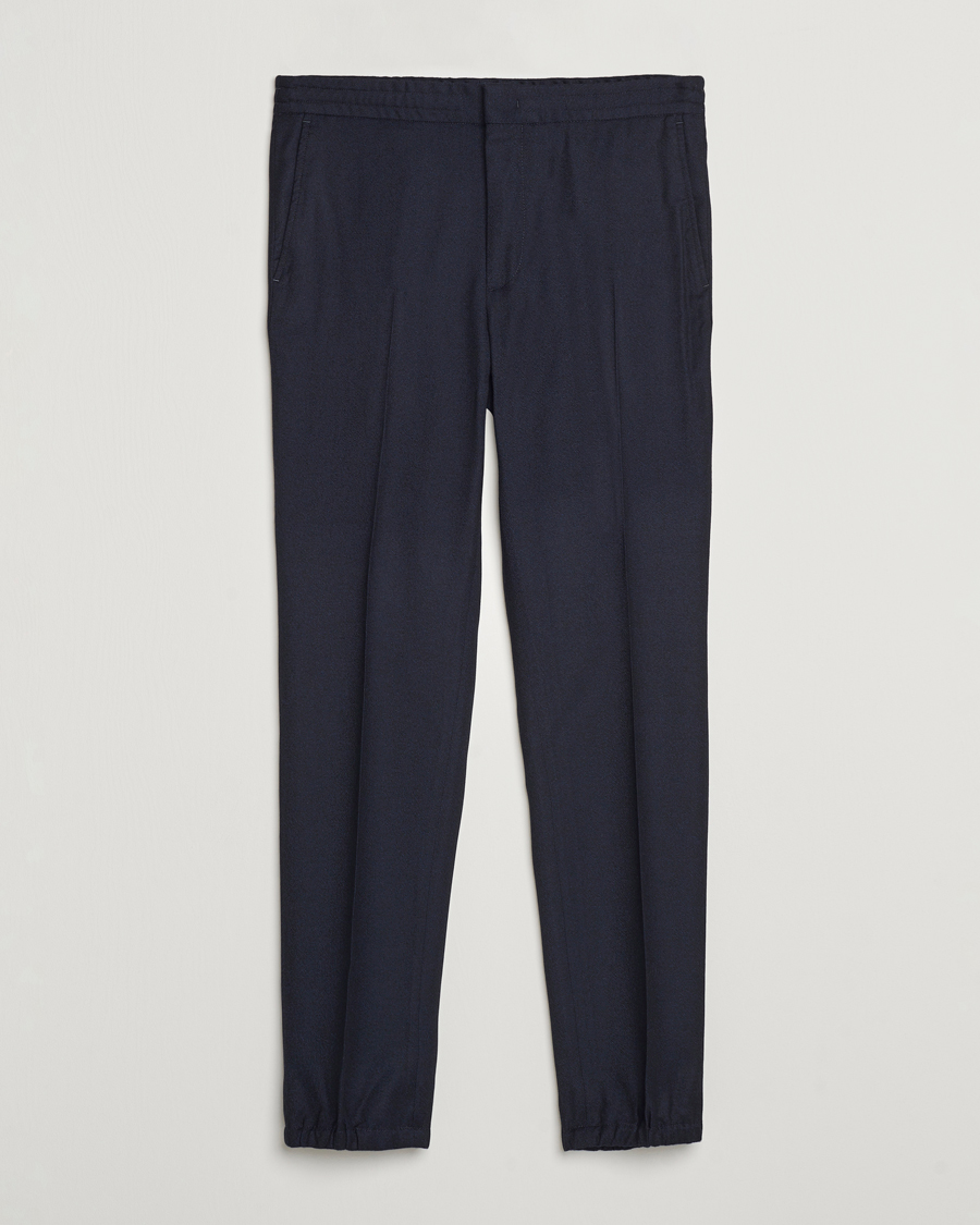 Men | Trousers | Zegna | Techmerino Flannel Drawstring Pants Navy