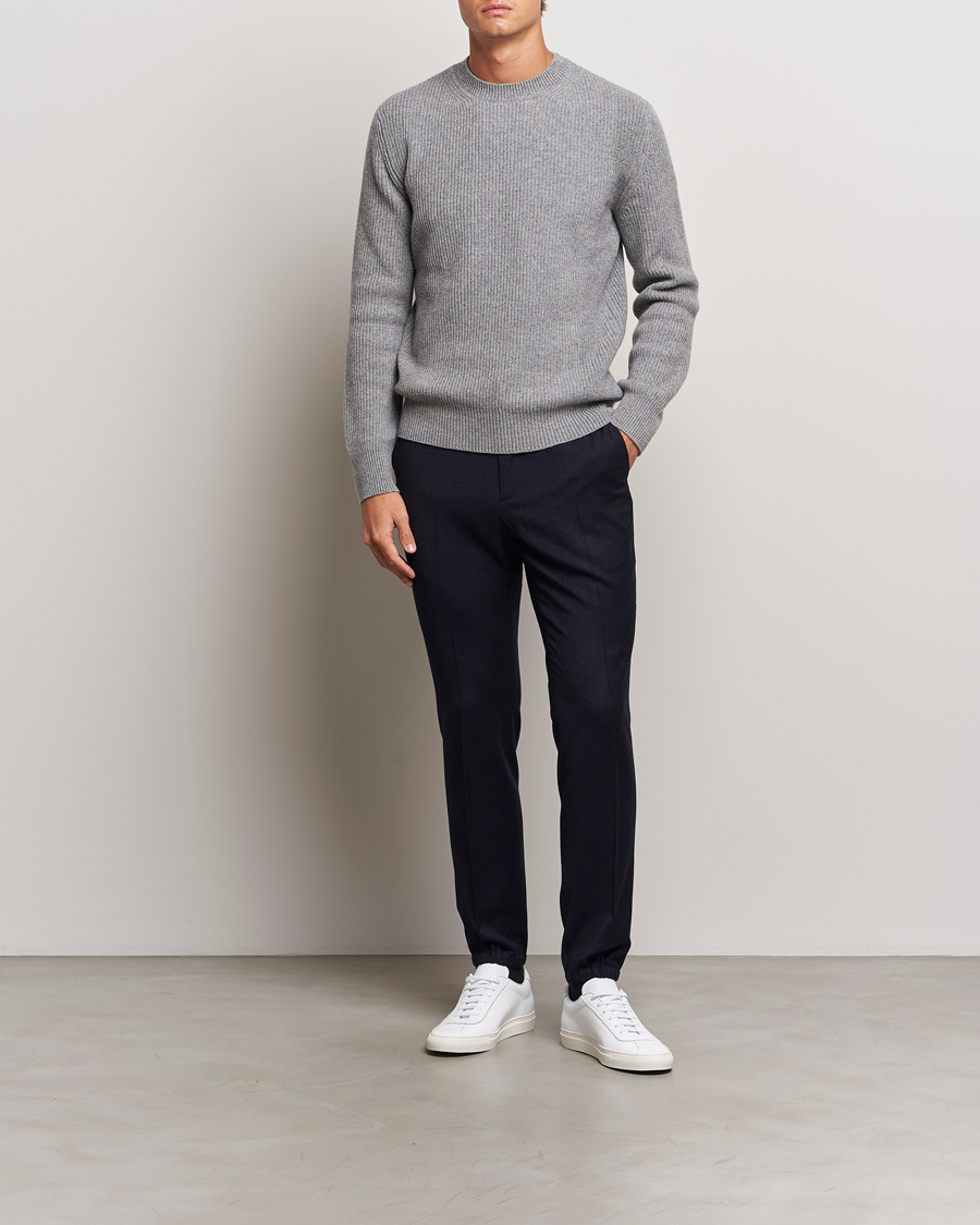 Men | Trousers | Zegna | Techmerino Flannel Drawstring Pants Navy