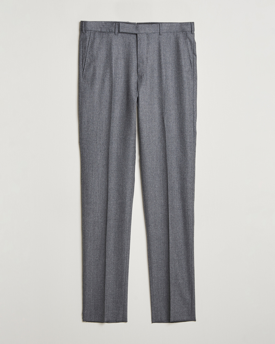 Men | Trousers | Zegna | Carded Flannel Trousers Grey Melange