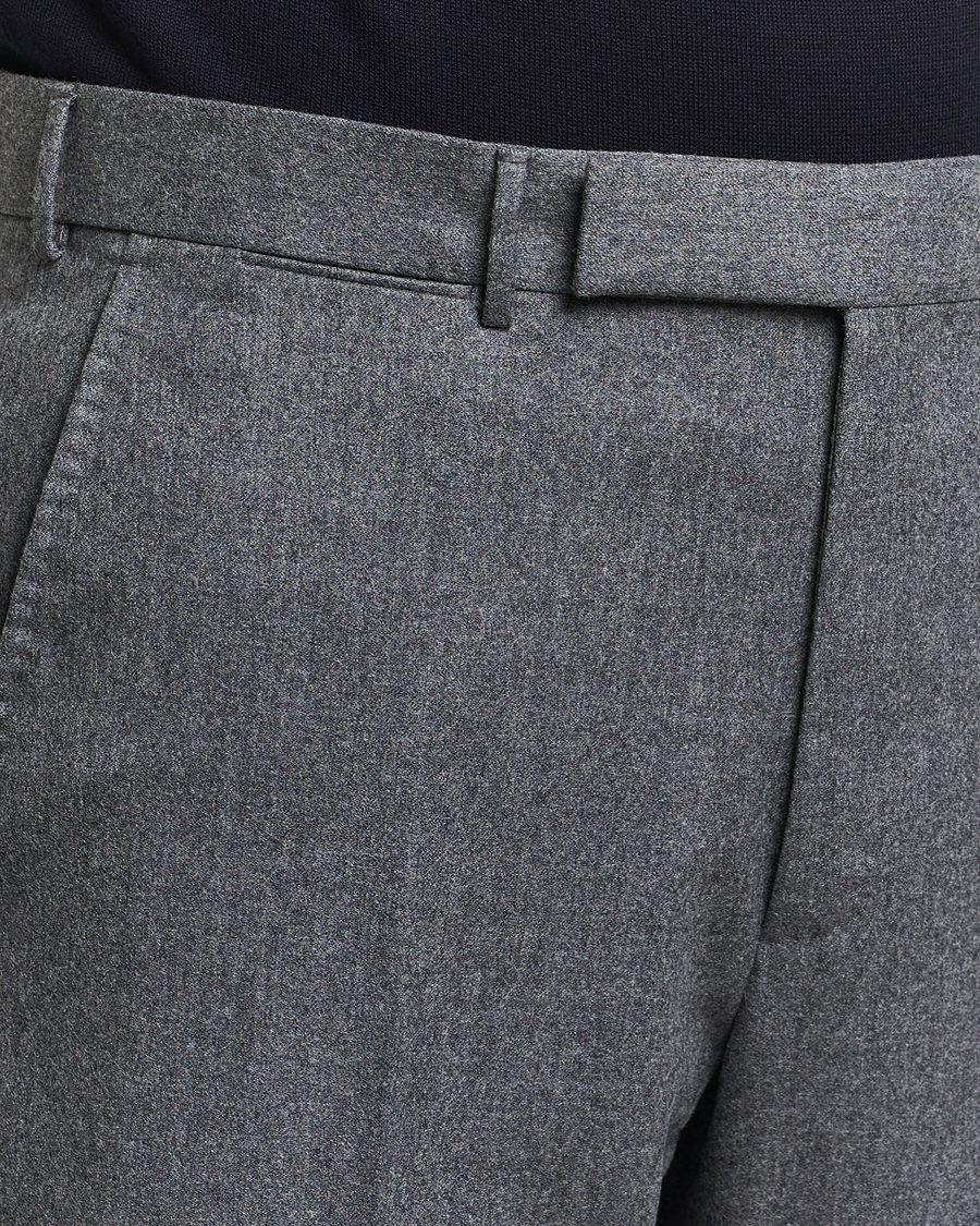 Men | Trousers | Zegna | Carded Flannel Trousers Grey Melange