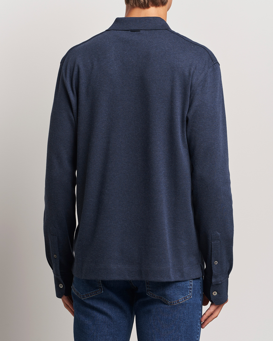 Men | Sweaters & Knitwear | Zegna | Soft Cotton Long Sleeve Polo Navy