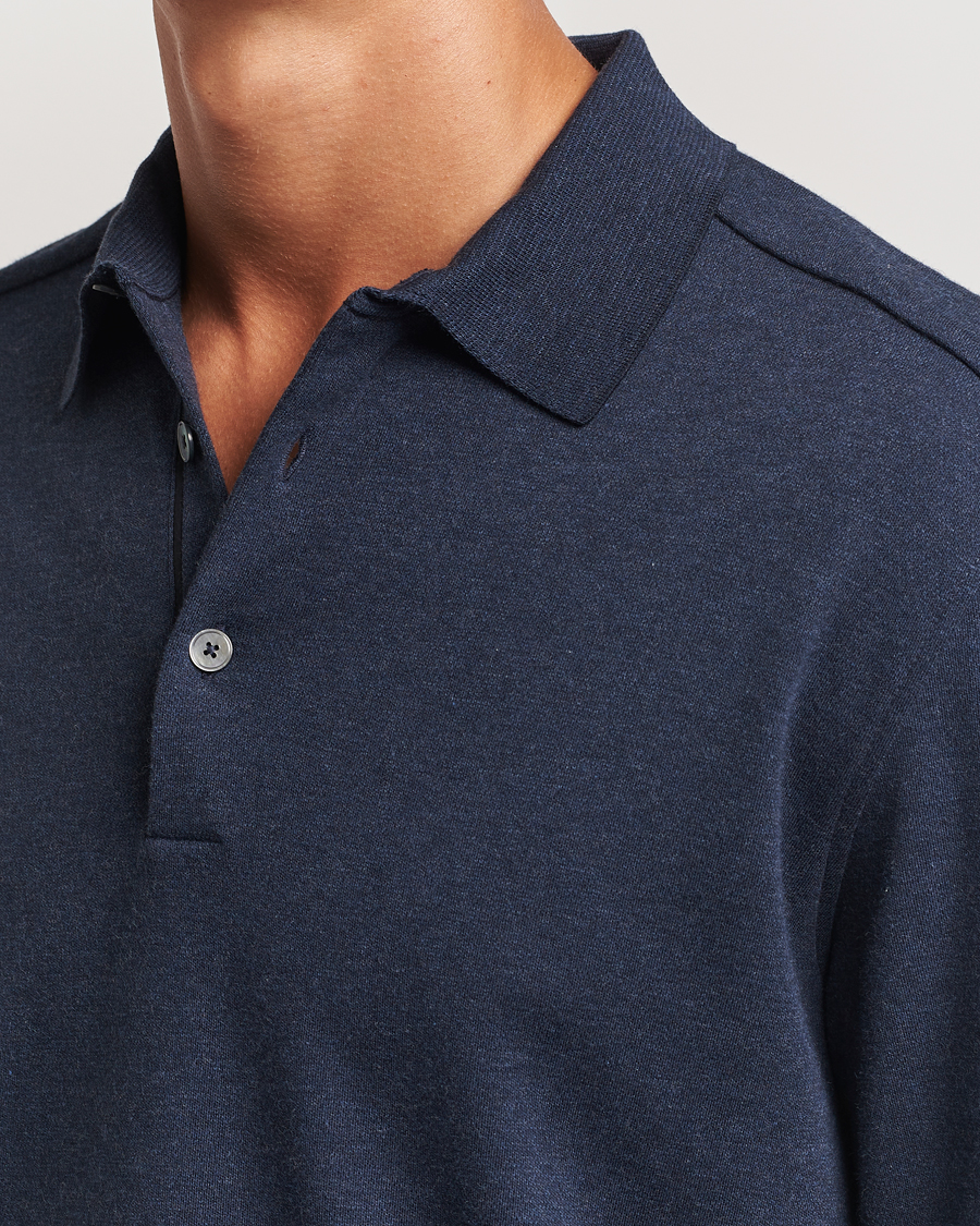 Men | Sweaters & Knitwear | Zegna | Soft Cotton Long Sleeve Polo Navy