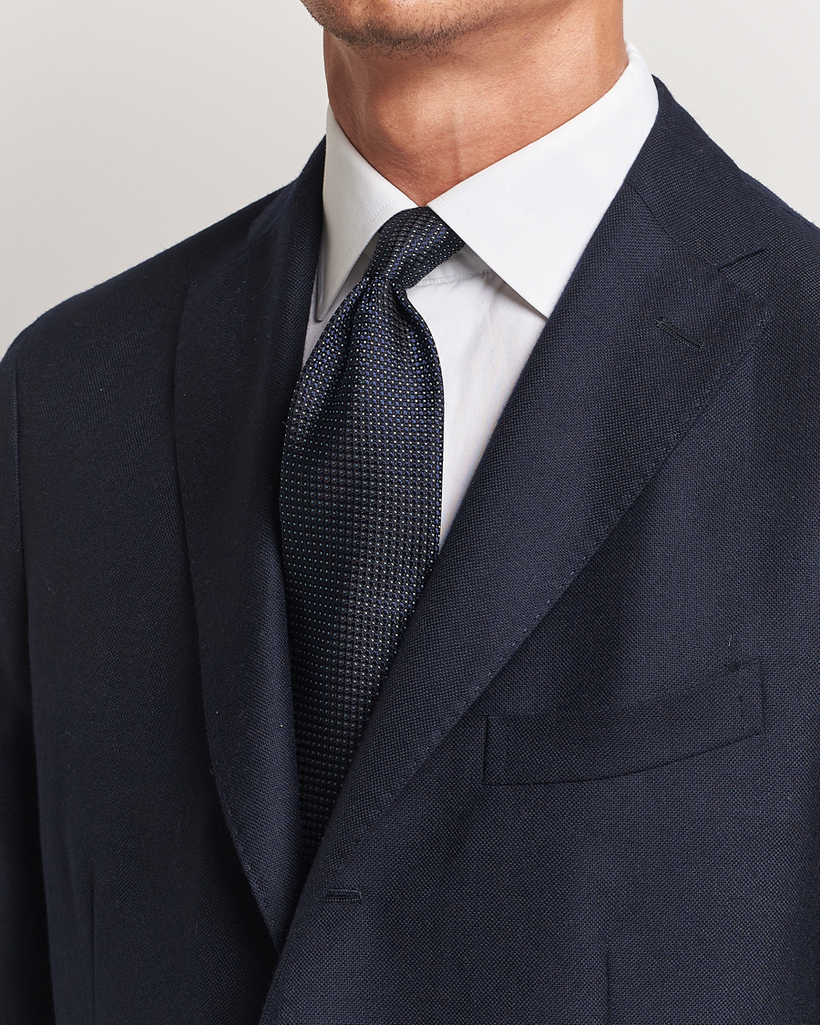 Men | Ties | Zegna | Jacquard Silk Tie Navy