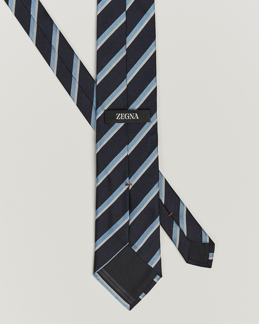Men | Ties | Zegna | Regimental Stripe Silk Tie Navy