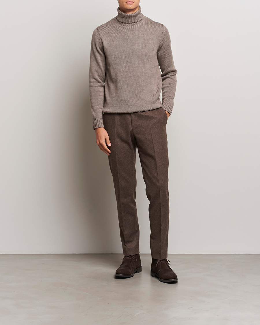 Men | Sweaters & Knitwear | Zanone | Virgin Merino Wool Rollneck Taupe