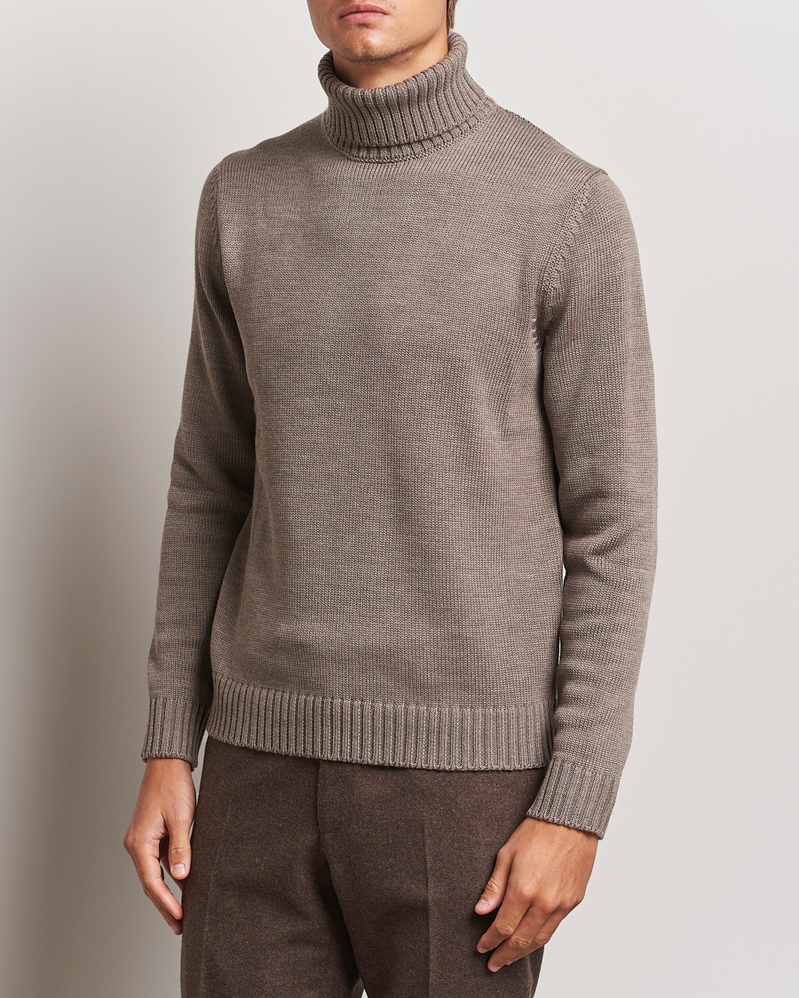 Men | Sweaters & Knitwear | Zanone | Virgin Merino Wool Rollneck Taupe