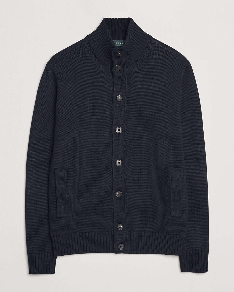 Men | Sweaters & Knitwear | Zanone | Virgin Merino Wool Chioto Cardigan Navy