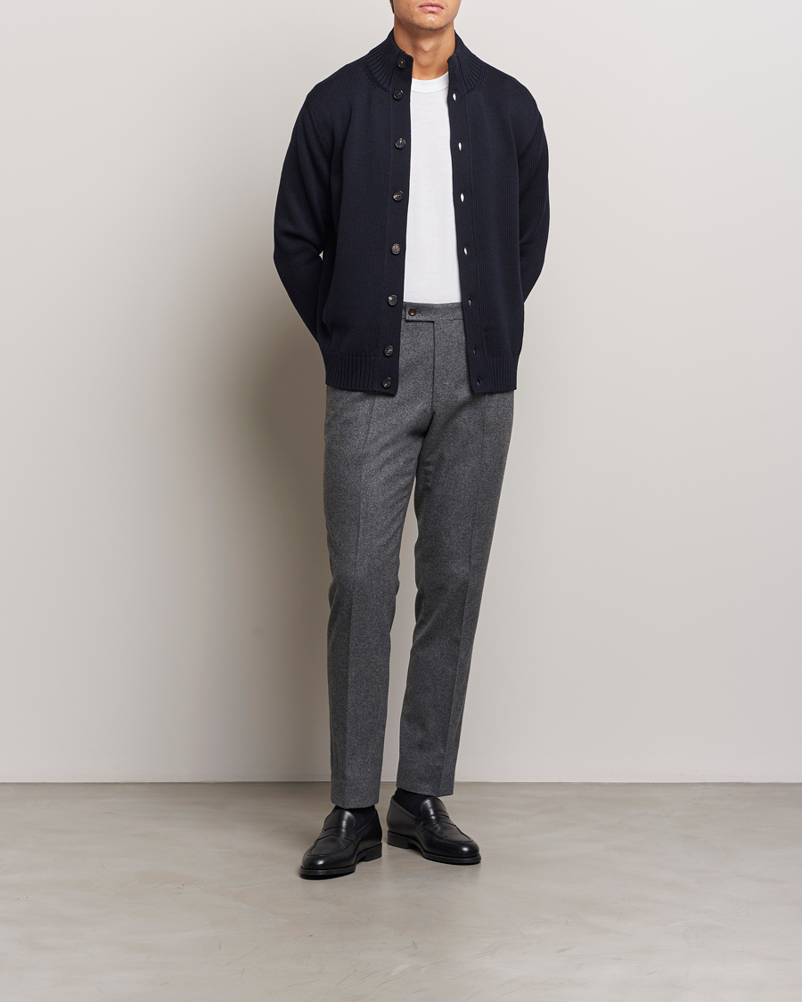 Men | Sweaters & Knitwear | Zanone | Virgin Merino Wool Chioto Cardigan Navy