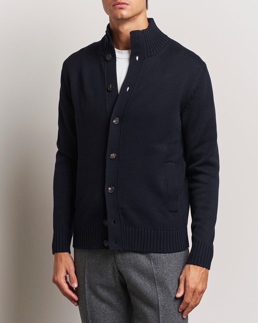 Men | Sweaters & Knitwear | Zanone | Virgin Merino Wool Chioto Cardigan Navy