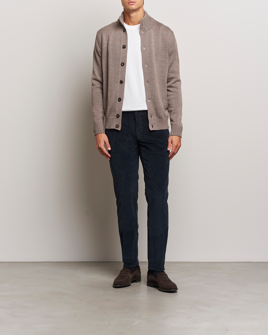 Men | Sweaters & Knitwear | Zanone | Virgin Merino Wool Chioto Cardigan Taupe