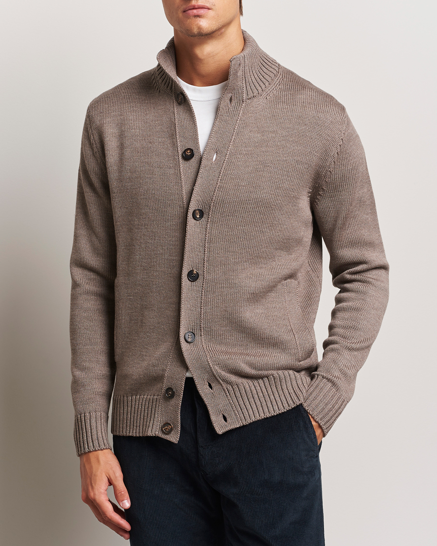 Men | Sweaters & Knitwear | Zanone | Virgin Merino Wool Chioto Cardigan Taupe