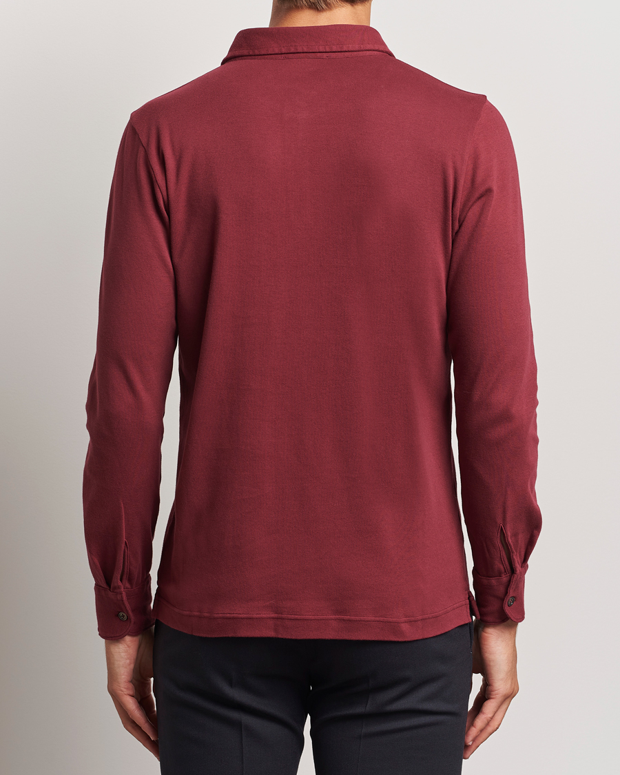 Men | Sweaters & Knitwear | Zanone | Heavy Jersey Long Sleeve Polo Bordeaux