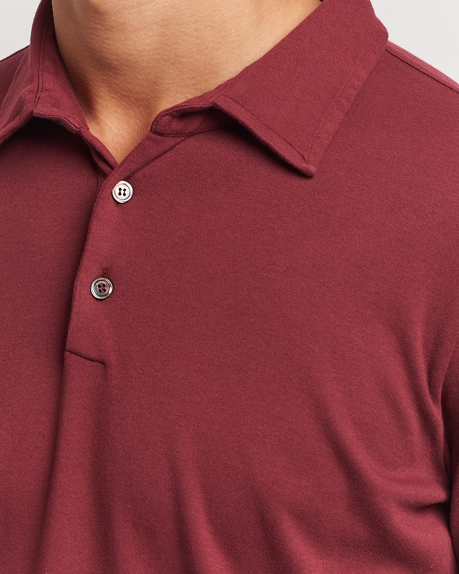 Men | Sweaters & Knitwear | Zanone | Heavy Jersey Long Sleeve Polo Bordeaux
