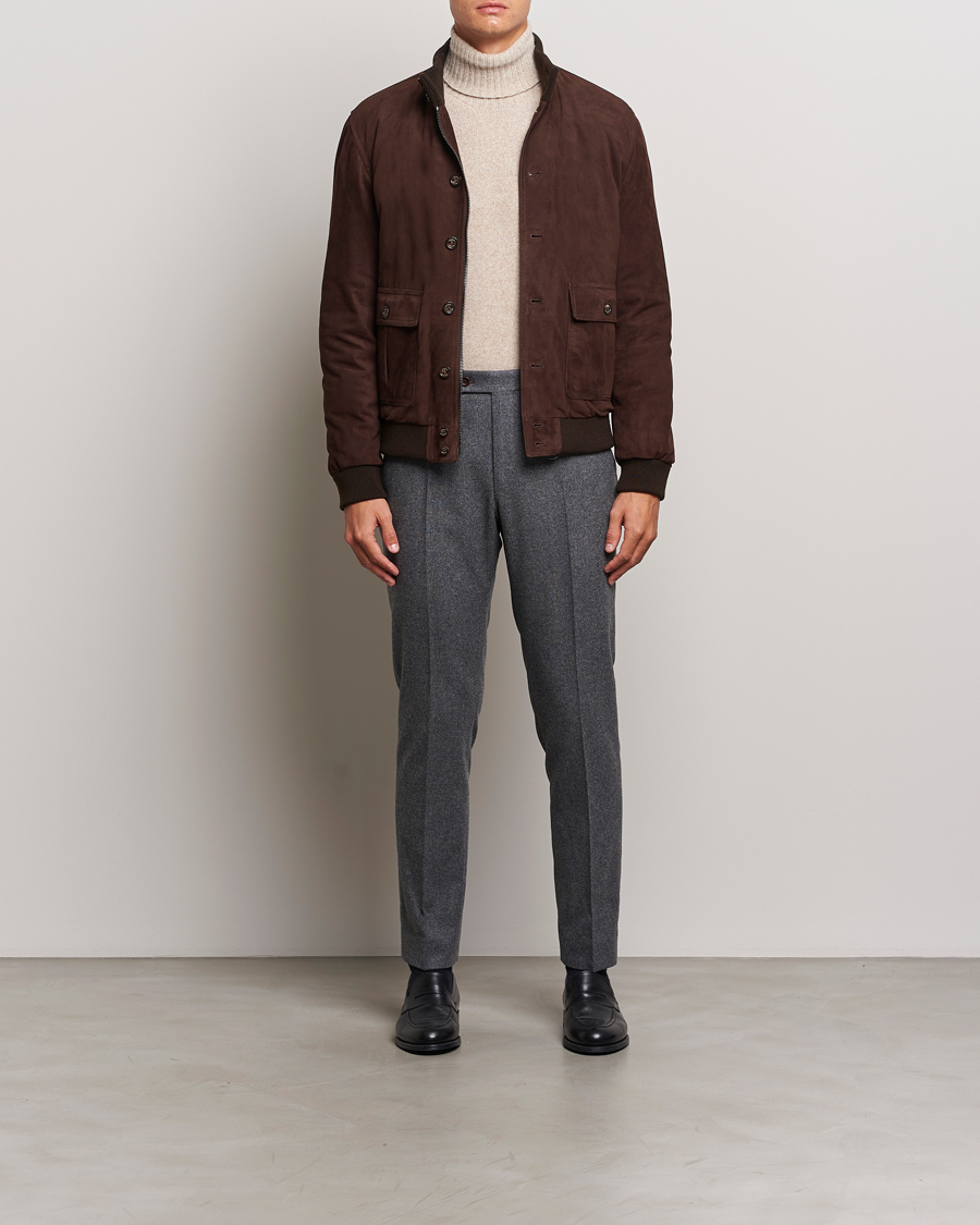 Men | Coats & Jackets | Valstar | Goose Down Valstarino Dark Brown Suede