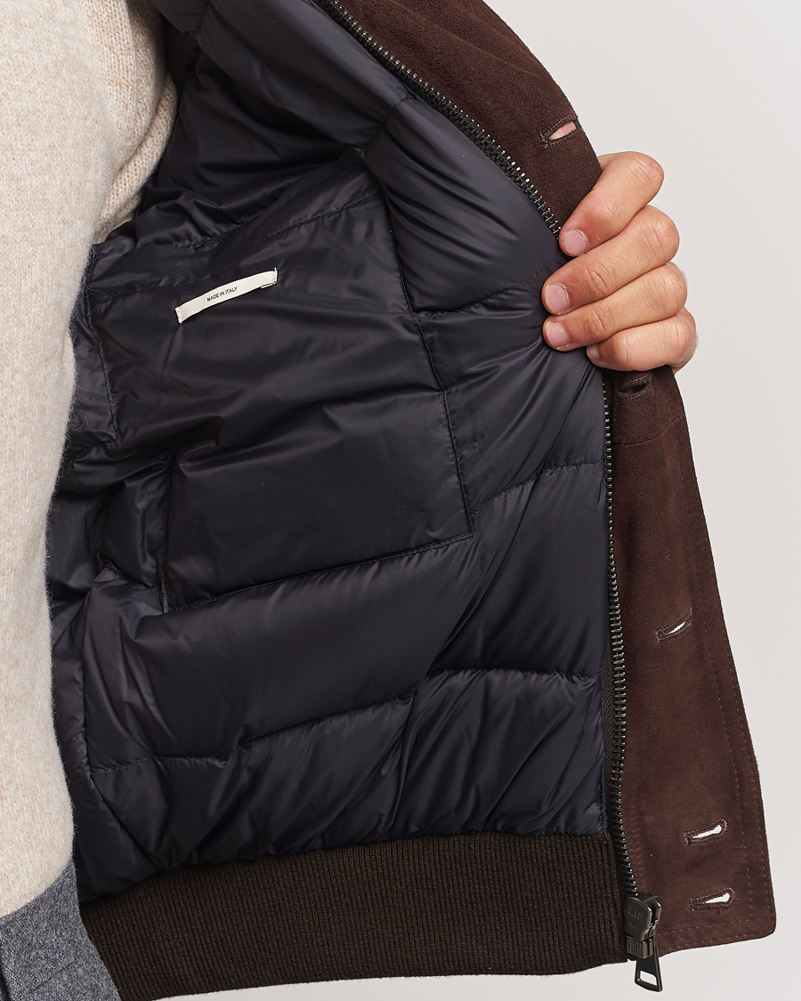 Men | Coats & Jackets | Valstar | Goose Down Valstarino Dark Brown Suede