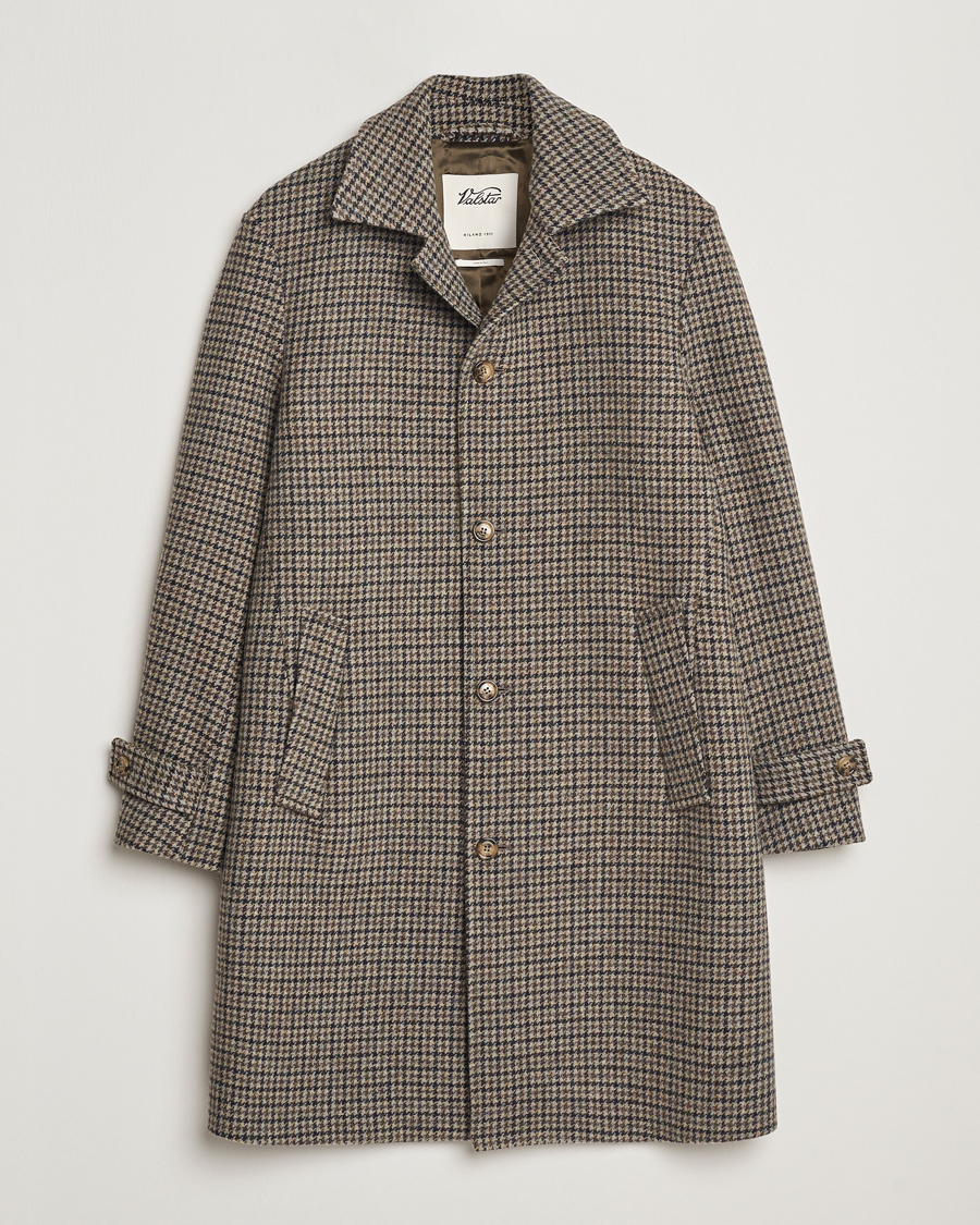 Men | Coats & Jackets | Valstar | Marcello Wool Overcoat Grey Houndstooth