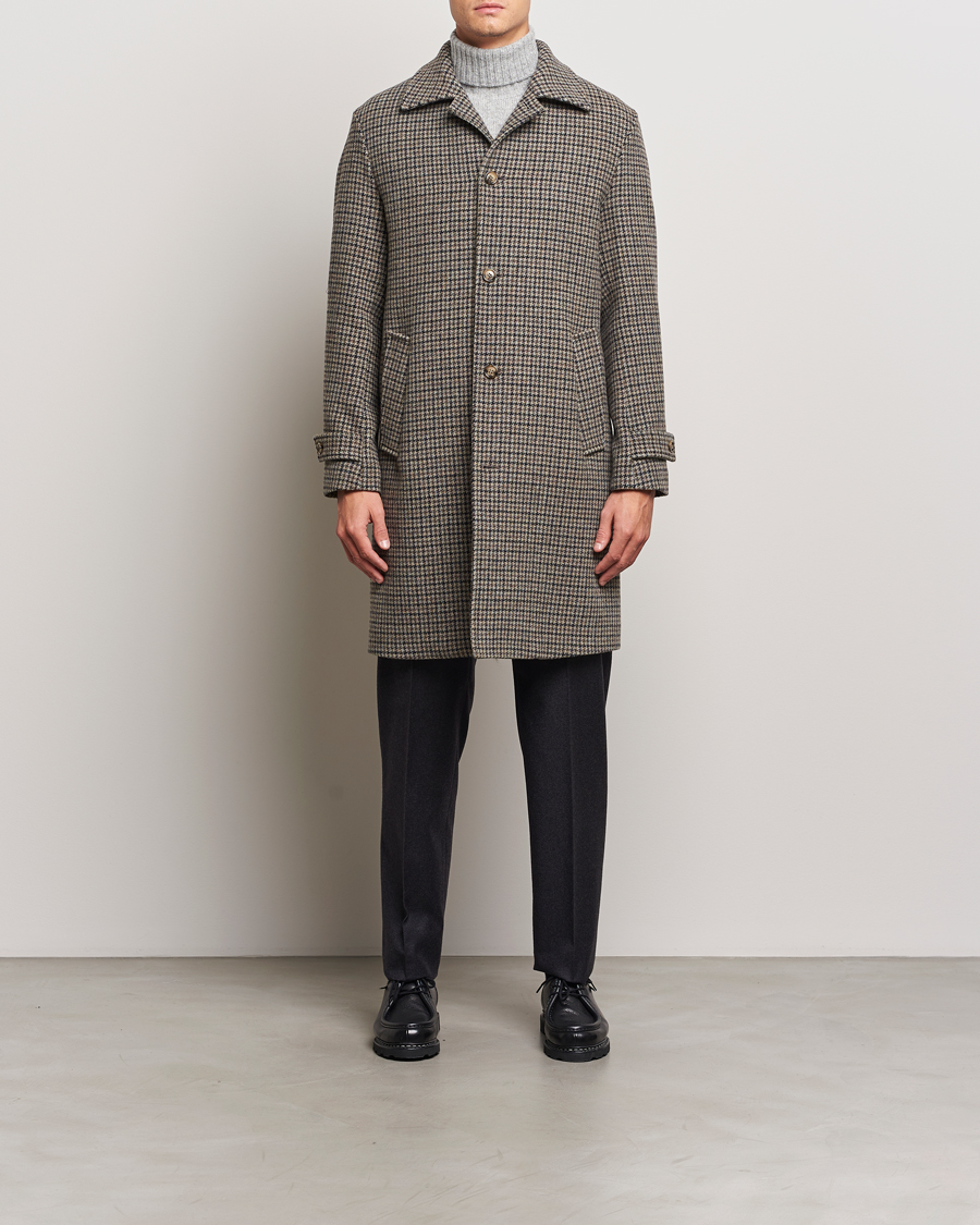 Men | Coats & Jackets | Valstar | Marcello Wool Overcoat Grey Houndstooth