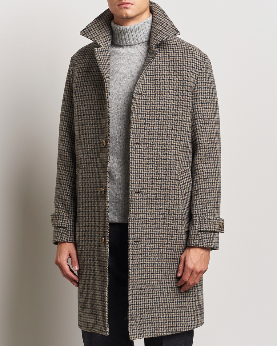 Men | Coats & Jackets | Valstar | Marcello Wool Overcoat Grey Houndstooth