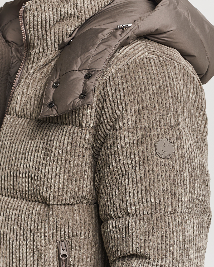 Men | Coats & Jackets | Save The Duck | Albus Cord Padded Puffer Jacket Mud Grey