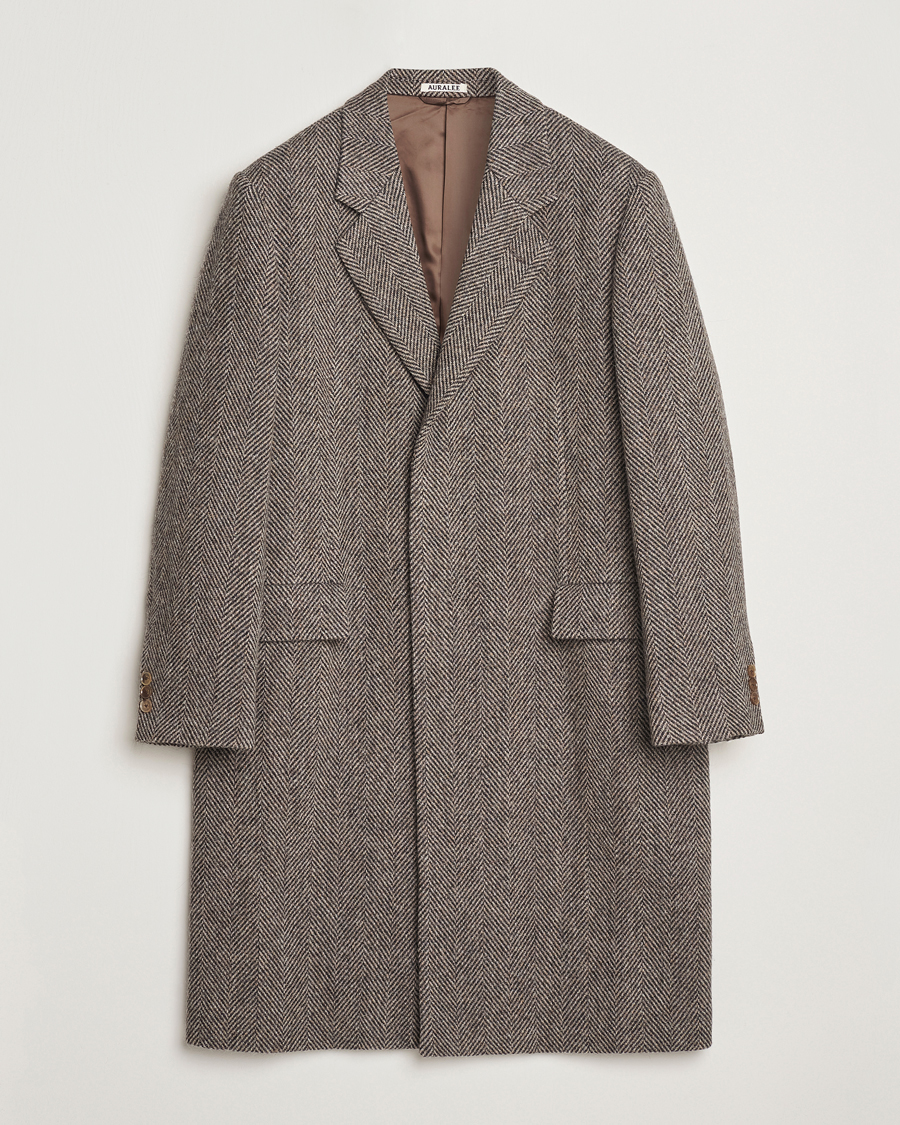 Men | Coats & Jackets | Auralee | Wool Tweed Chesterfield Coat Khaki