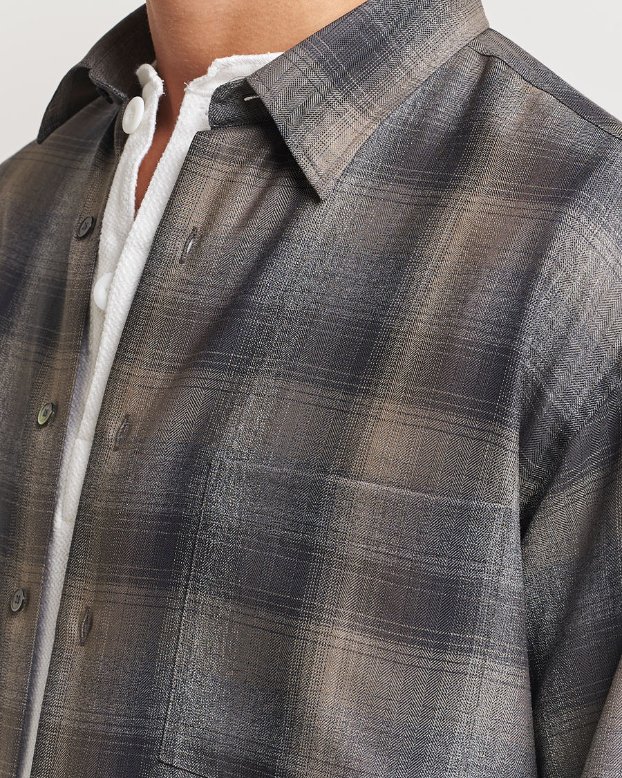 Men | Shirts | Auralee | Superlight Wool Shirt Charcoal Check