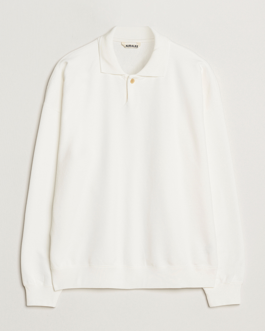 Men | Sweaters & Knitwear | Auralee | Pima Cotton Long Sleeve Polo White