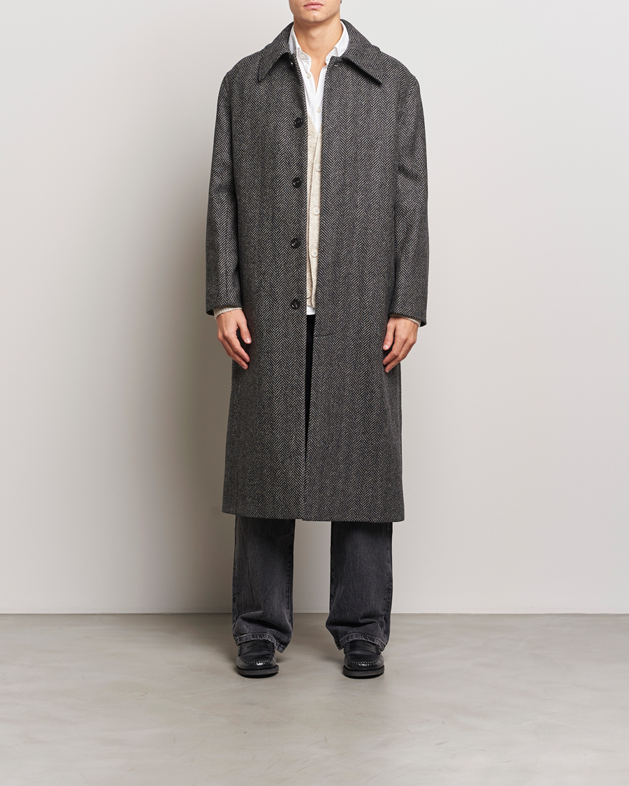 Men | Coats & Jackets | Sunflower | Herringbone Wool Coat Antracite