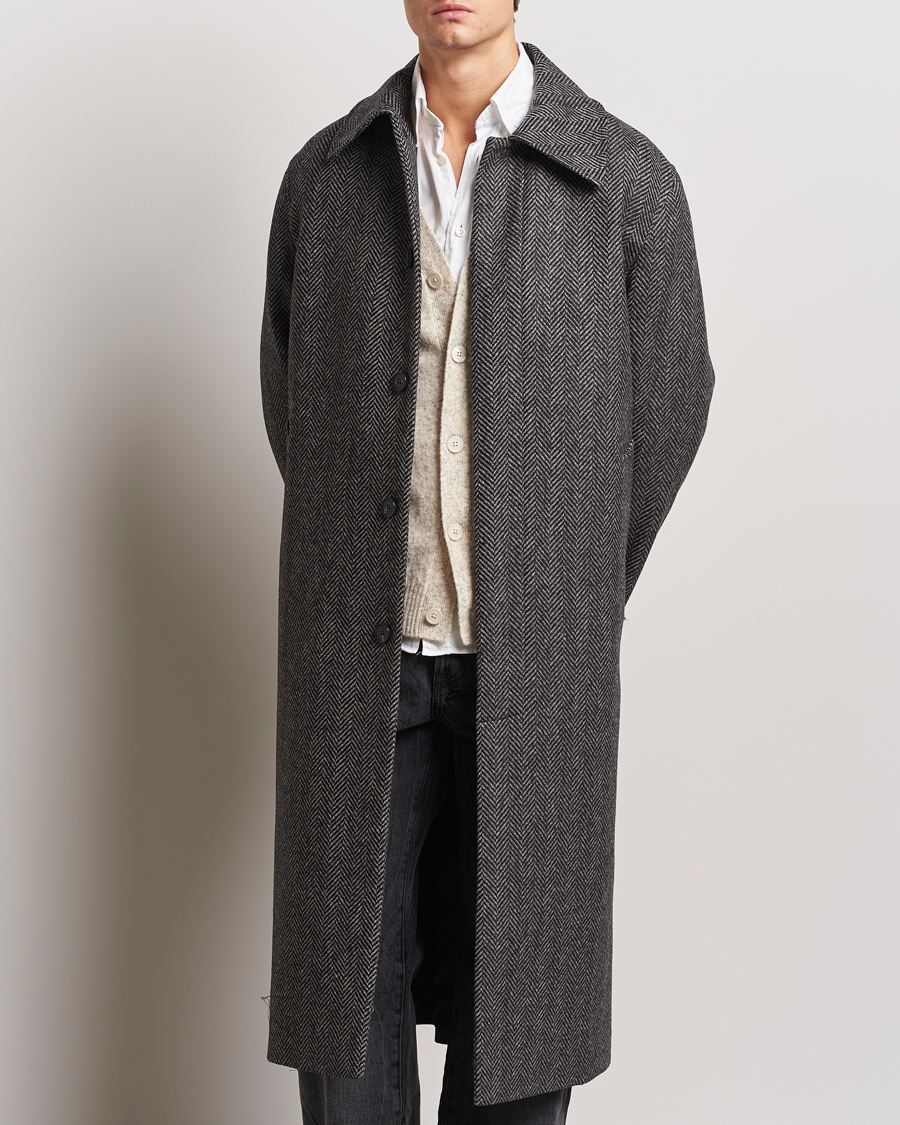 Men | Coats & Jackets | Sunflower | Herringbone Wool Coat Antracite