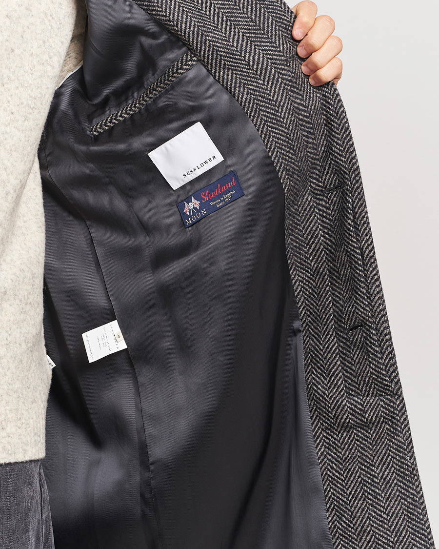Men | Coats & Jackets | Sunflower | Herringbone Wool Coat Antracite