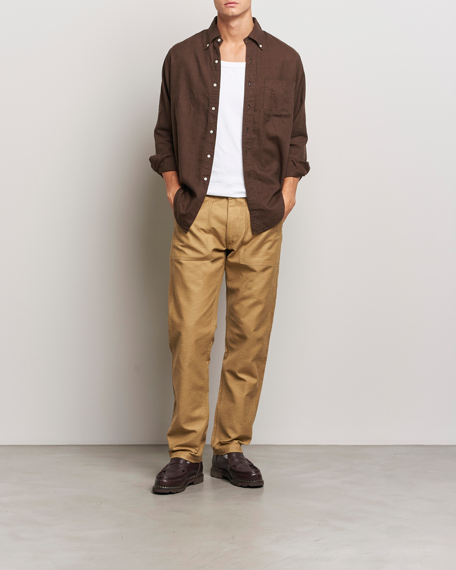 Men | Trousers | orSlow | Slim Fit Original Sateen Fatigue Pants Khaki