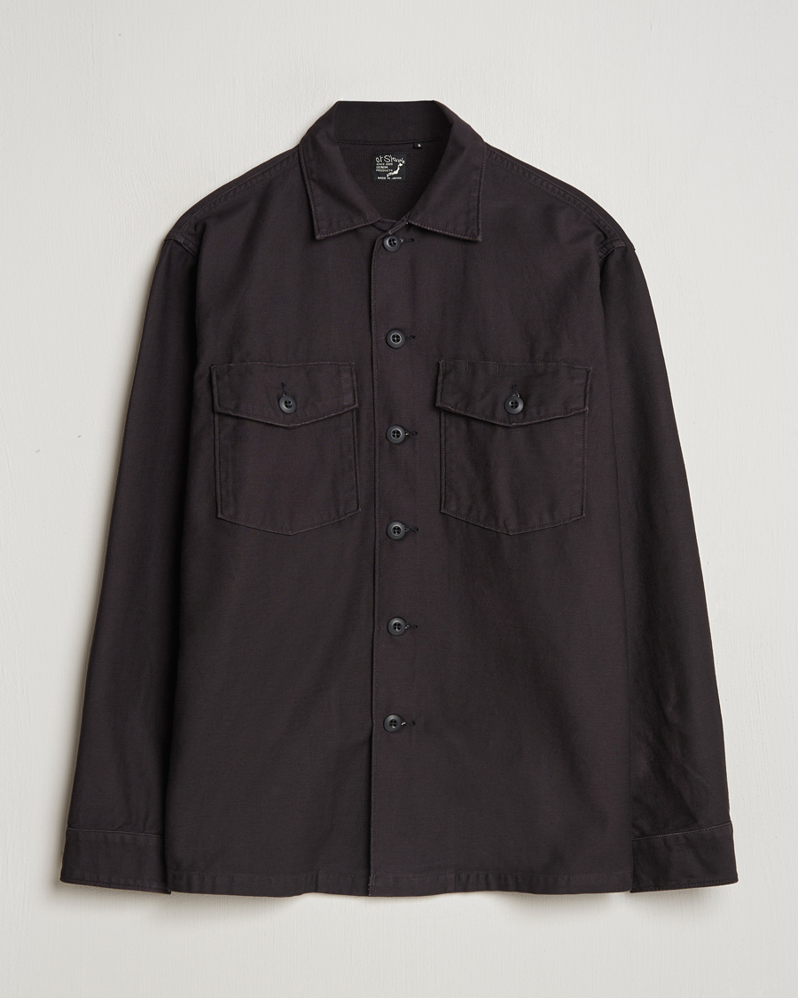 Men | Shirts | orSlow | Cotton Sateen US Army Overshirt Black