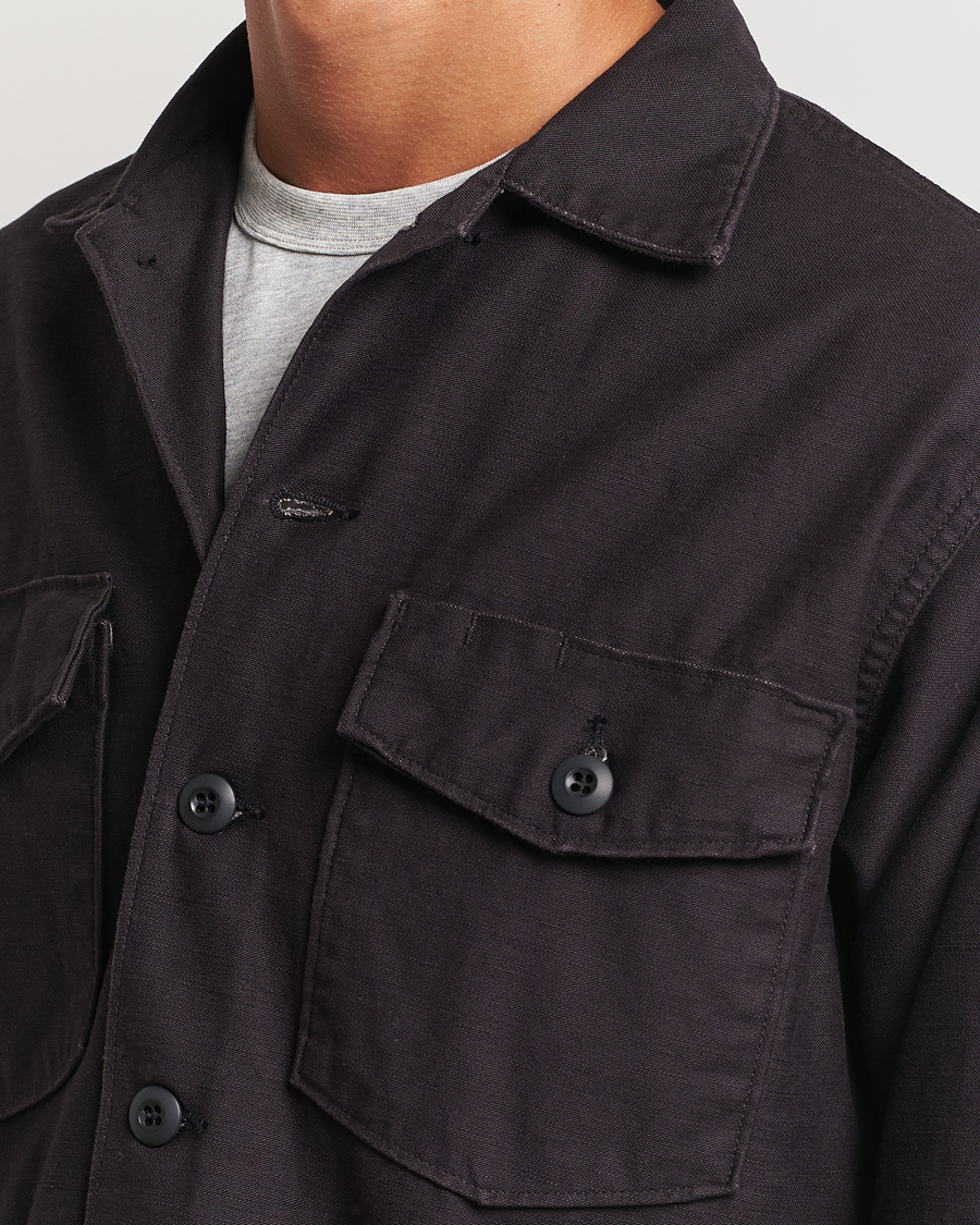 Men | Shirts | orSlow | Cotton Sateen US Army Overshirt Black