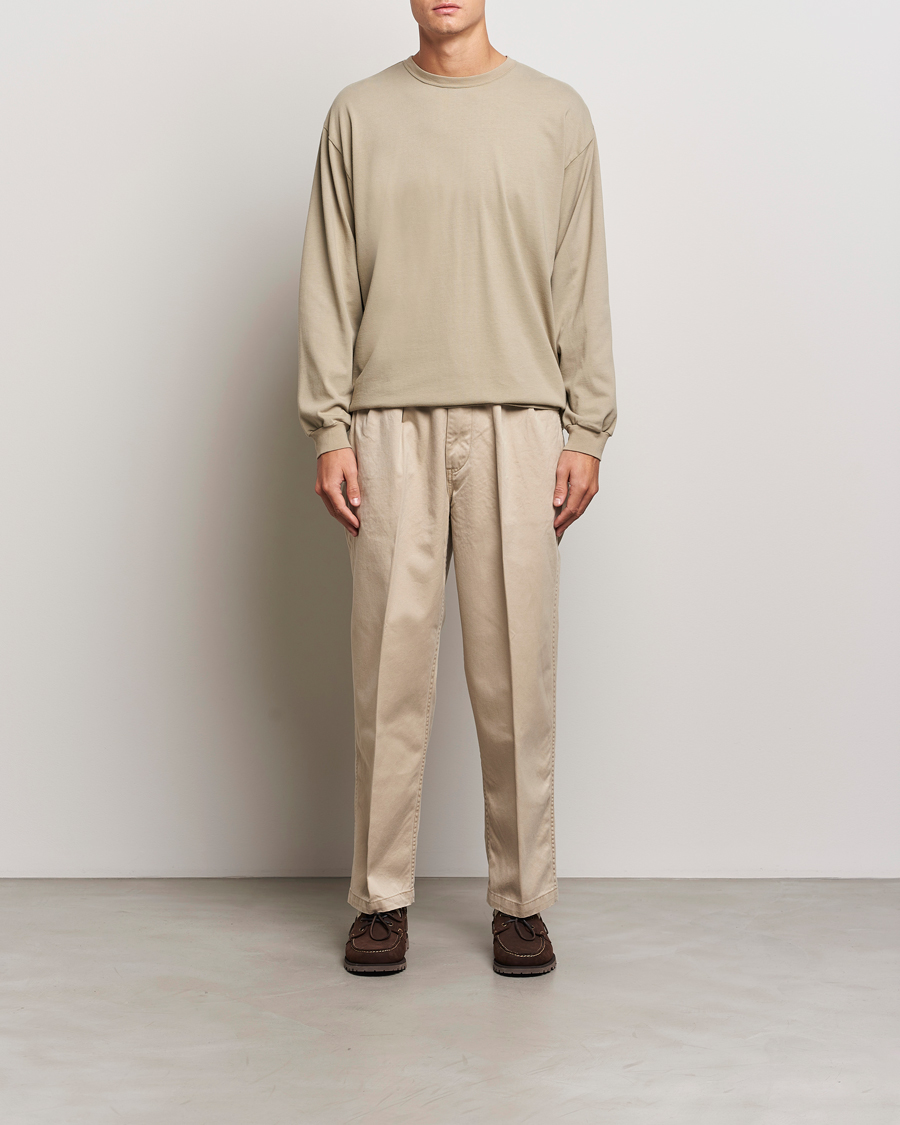 Men | T-Shirts | orSlow | Relax Fit Long Sleeve T-Shirt Olive Drab