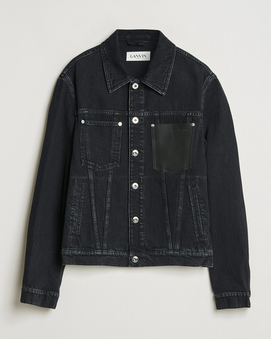 Men | Coats & Jackets | Lanvin | Leather Pocket Denim Jacket Black
