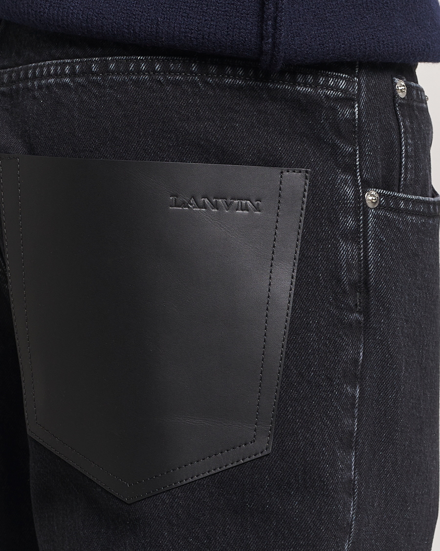 Men | Jeans | Lanvin | Leather Pocket Denim Pants Black