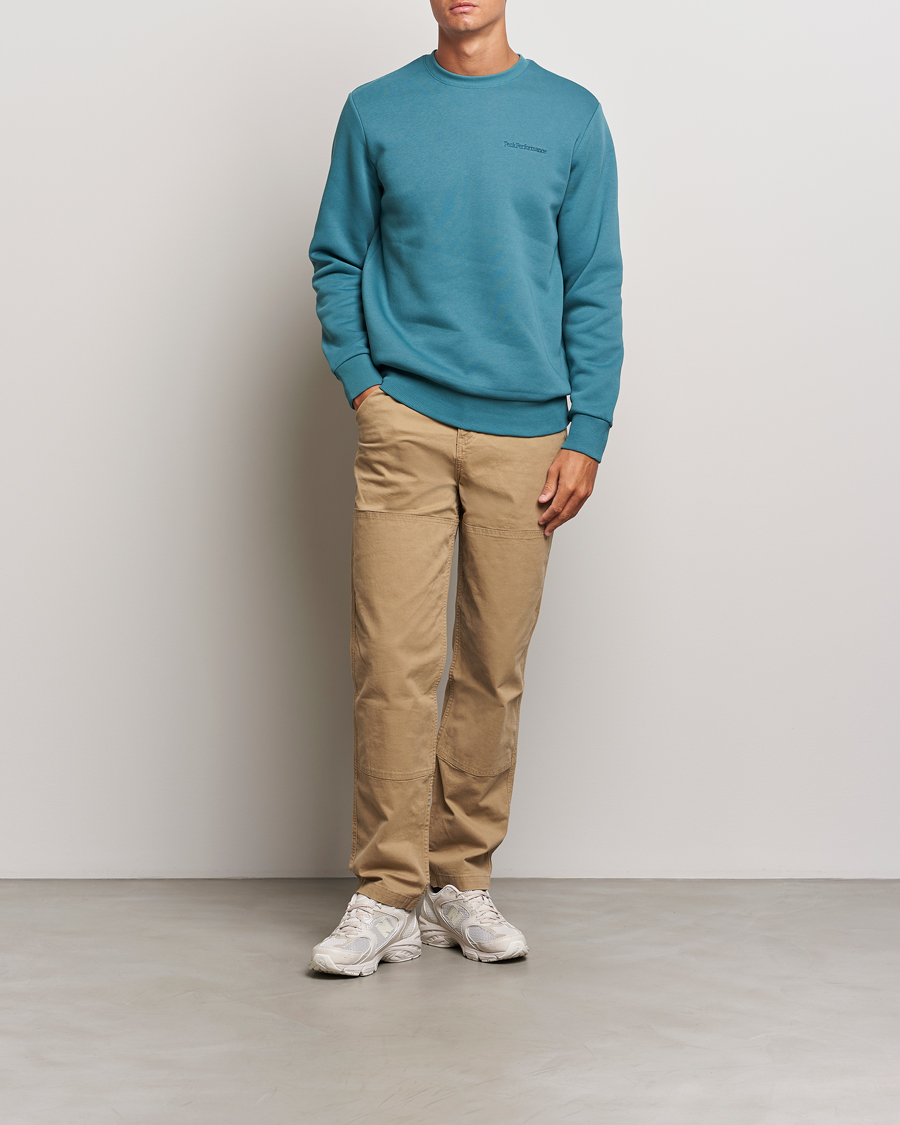 Men | Sweaters & Knitwear | Peak Performance | Original Logo Crew Neck Sweatshirt Hydro Fresh